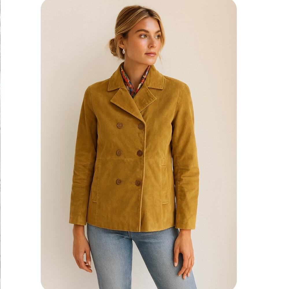 Y2K Genuine Suede Double Breasted Rue21 Jacket Tan M Boho Chic French Girl